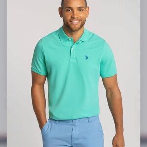 U.S. Polo Assn. Men's Cotton Pique Classic Polo Shirt - Aqua Teal - XXL